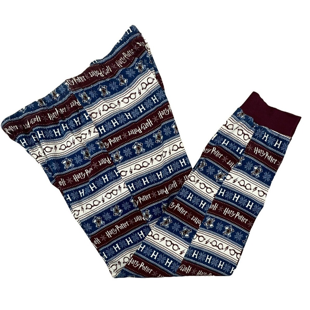 Harry Potter Leggings Womens Size M Pajama‎ Pants Stretch Christmas Snow Wizard